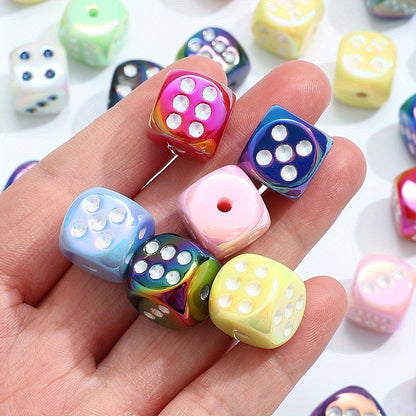 AB Multicolor Square Dice Acrylic Spacer Beads