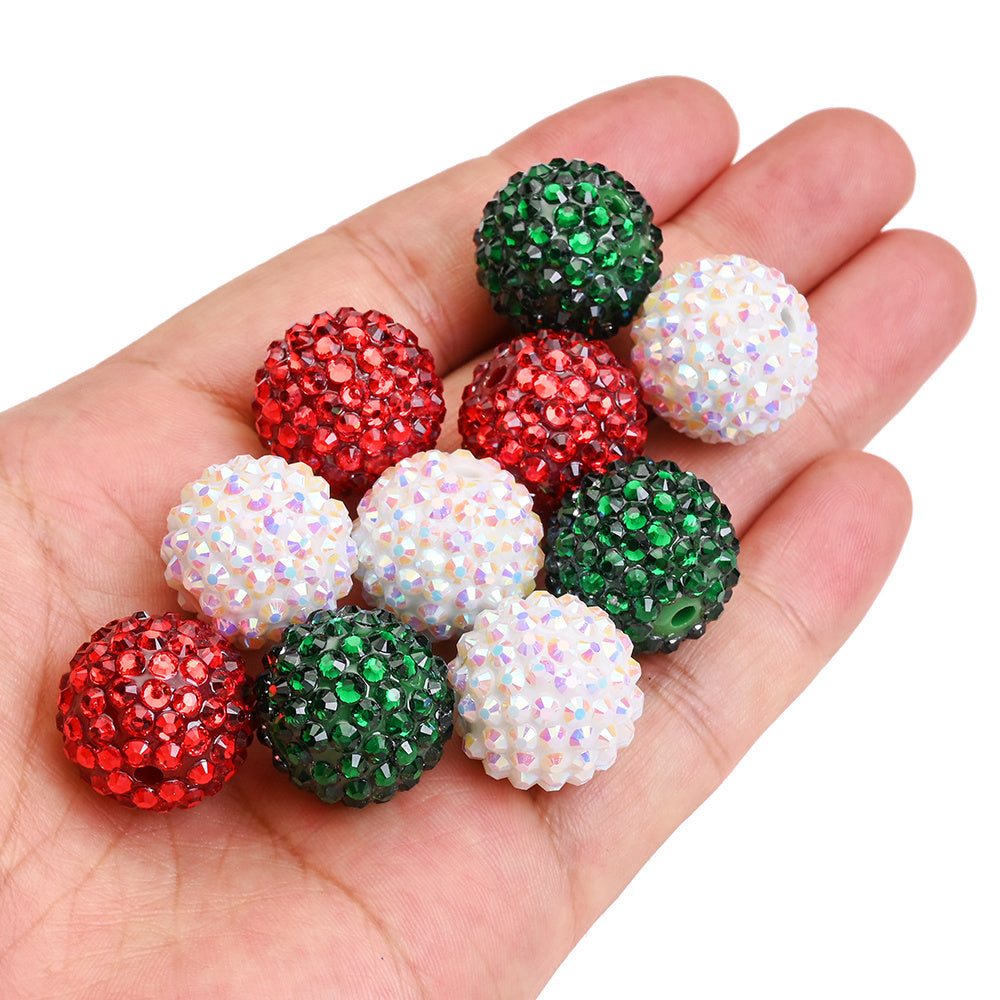 20mm Christmas Rhinestone Disco Ball Resin Beads