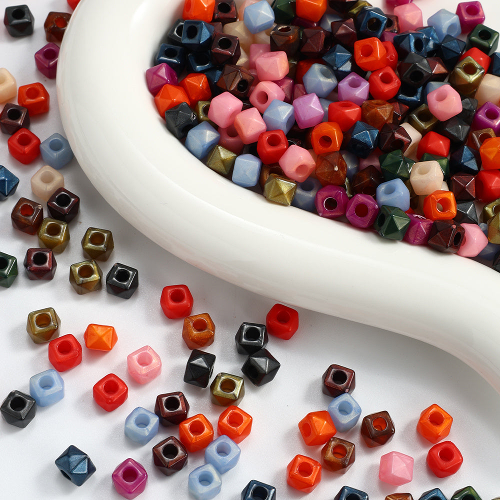 100pcs 8mm Faceted Square Acrylic Beads
