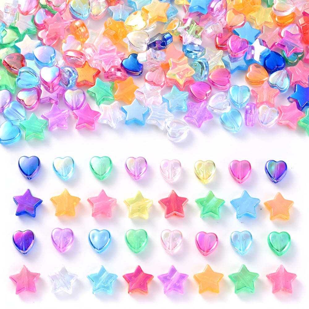 AB Color Acrylic Heart and Star Spacer Beads