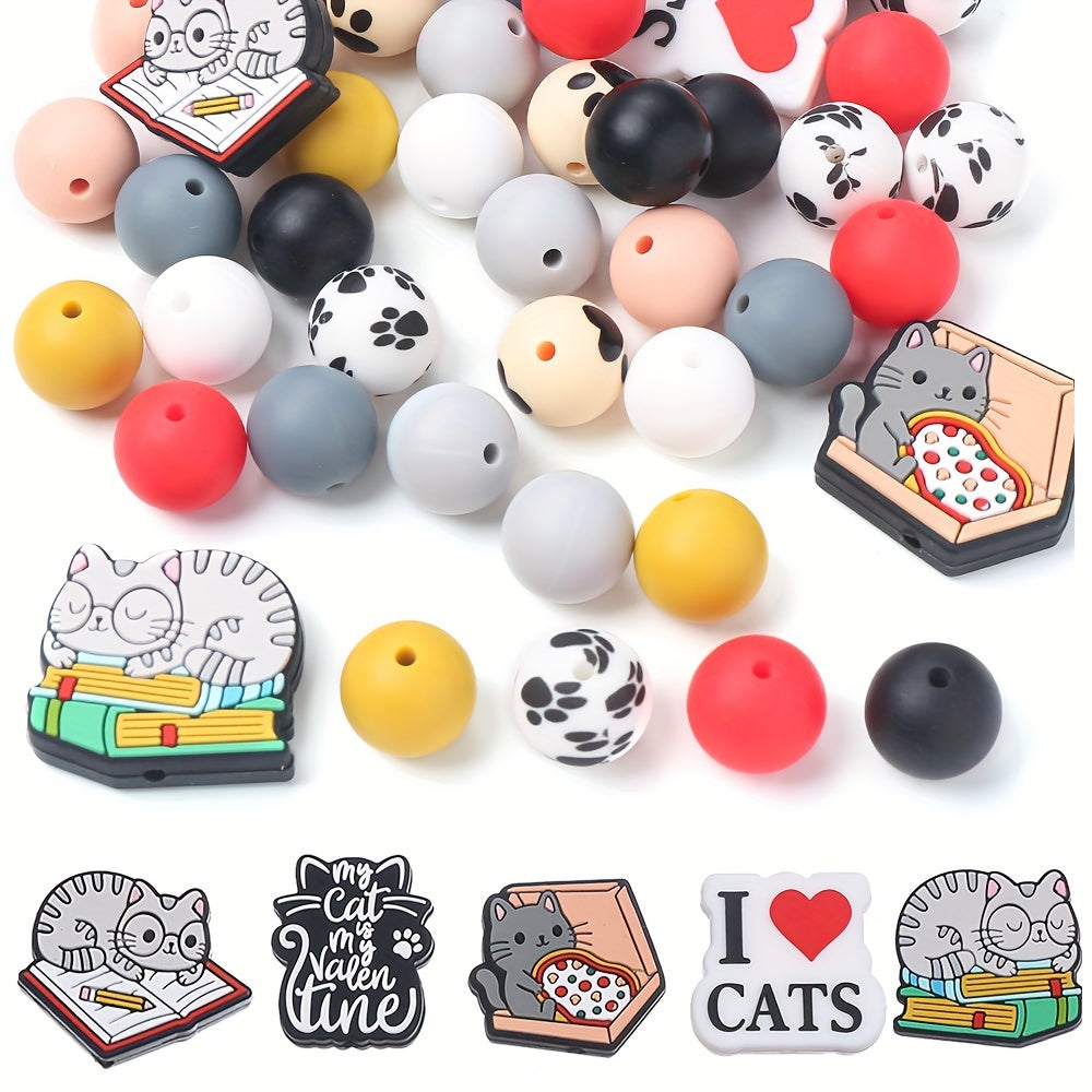 Cat Dog Paw Bone Print Wooden Spacer Beads