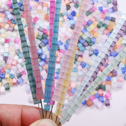200Pcs Square Glass Beads For Jewelry Making 4MM Seed Beads & Beads Assortments DIY Handmade Bracelet Necklace Crafts Accessories