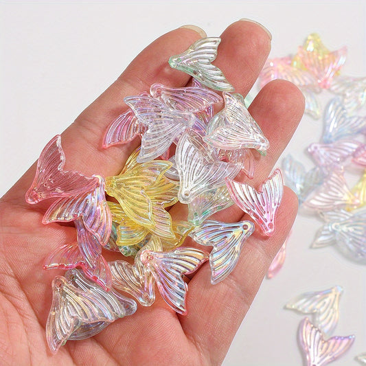 50pcs 20x20mm Transparent Pearlescent Acrylic Fishtail Beads