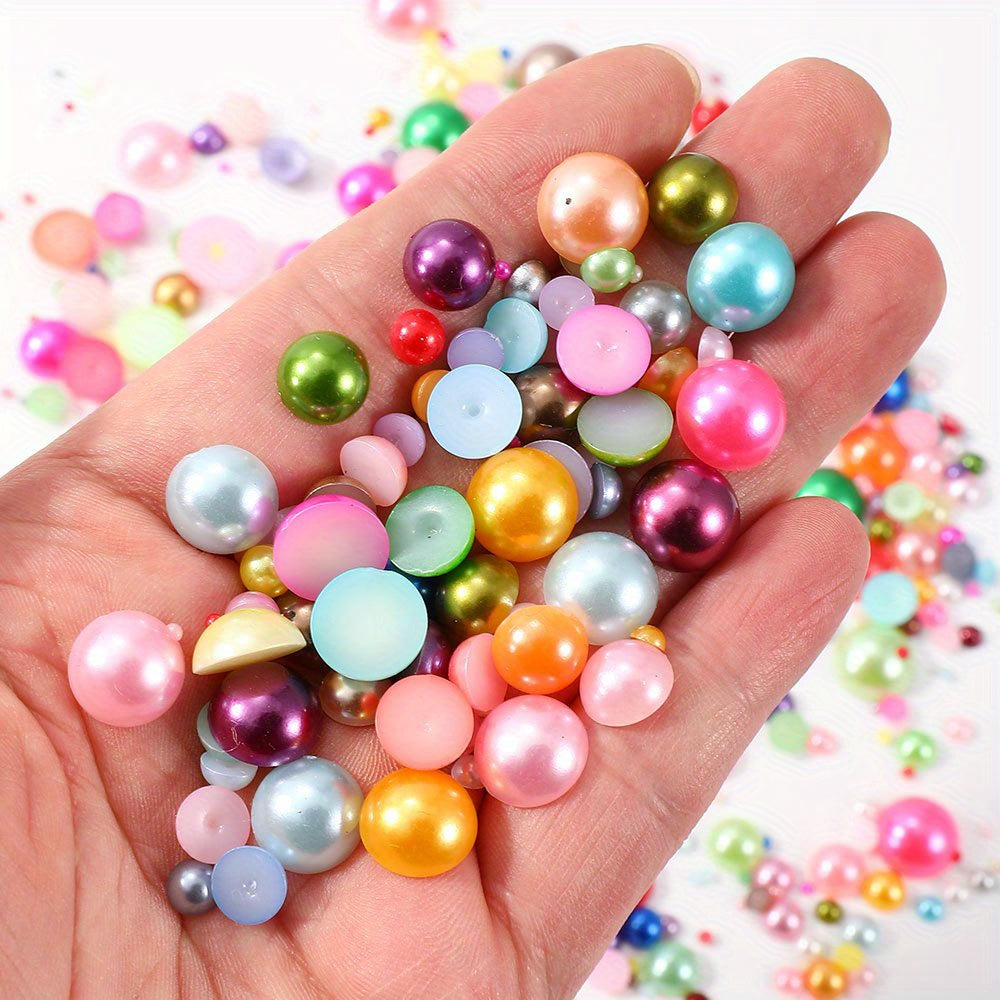 1000pcs Semi Circular Resin Pearl Beads