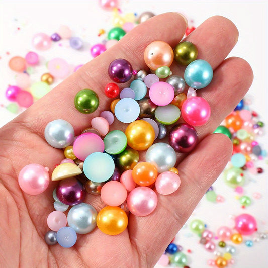 1000pcs Semi Circular Resin Pearl Beads