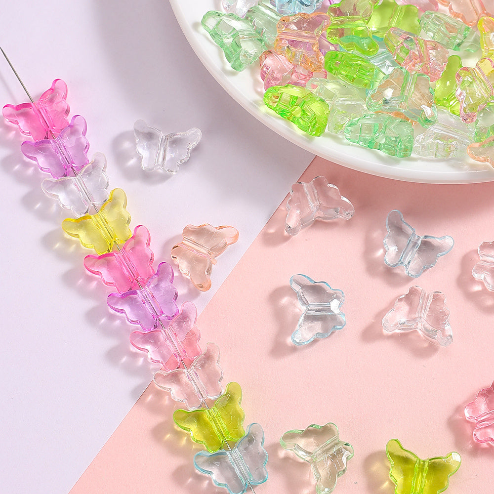 50pcs Transparent Butterfly Acrylic Beads