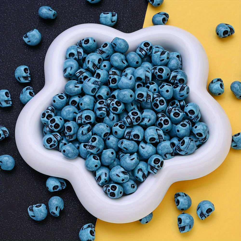 Halloween Imitation Turquoise Skull Acrylic Beads