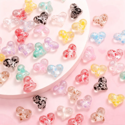 10pcs 17x21mm Starry Sky Heart Acrylic Beads