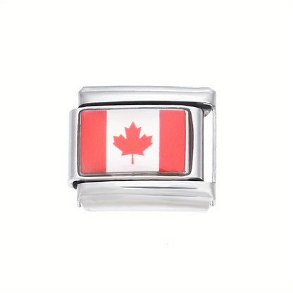 1pc 9x10mm Stainless Steel World Flag Module Charm Bead