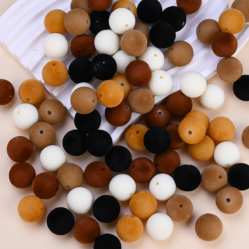 50pcs 16mm Fluffy Acrylic Round Beads