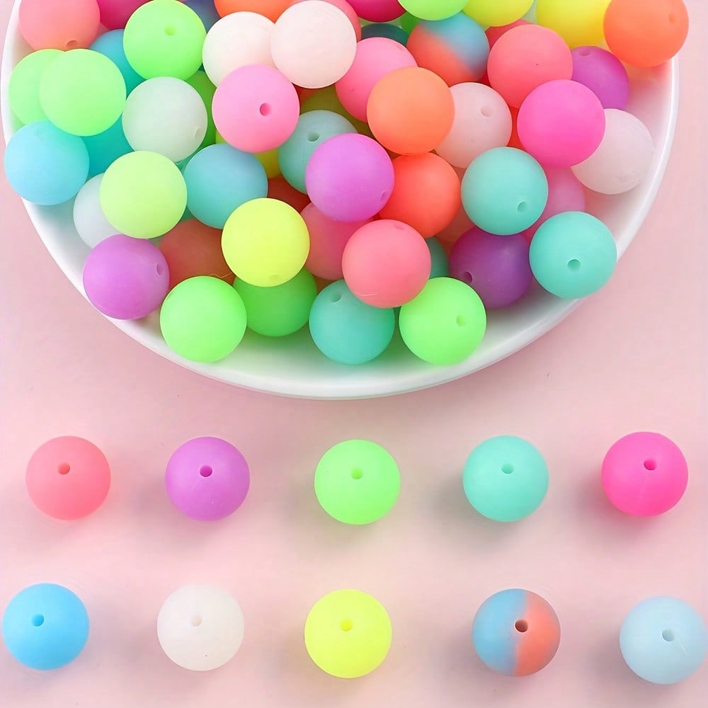 10pcs 15mm Luminous Silicone Round Beads