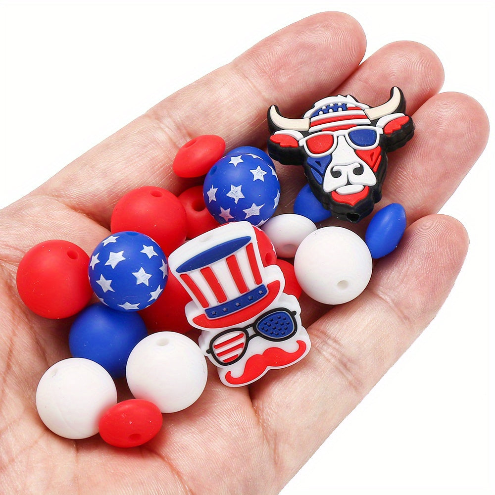 47pcs American Flag Silicone Focal Beads Set