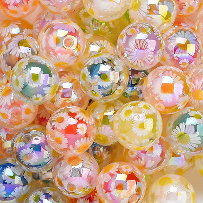 10pcs 16mm Hand-Painted Daisy Acrylic Beads