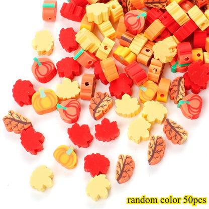 8–10mm Thanksgiving Fall Polymer Clay Spacer Beads, 50pcs