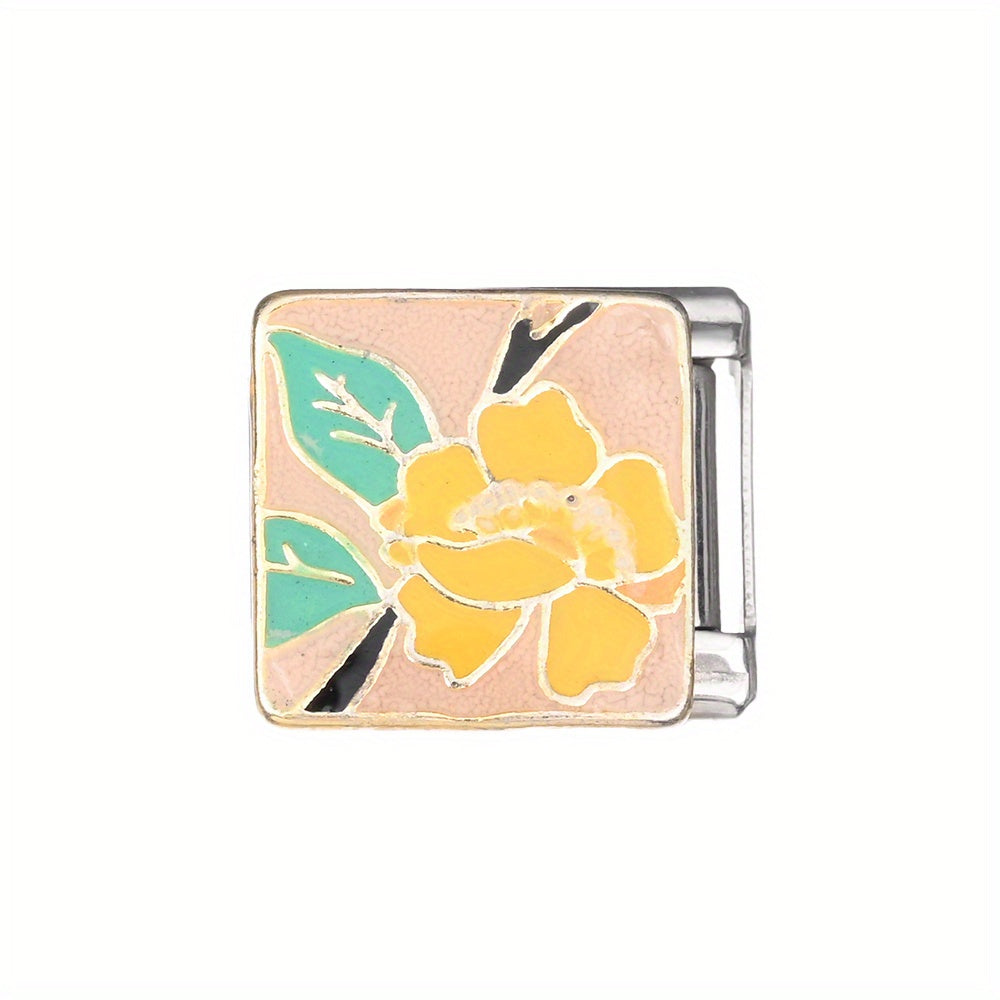 1pc 9x10mm Stainless Steel Landscape Painting Module Bead