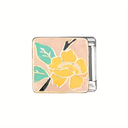 1pc 9x10mm Stainless Steel Landscape Painting Module Bead