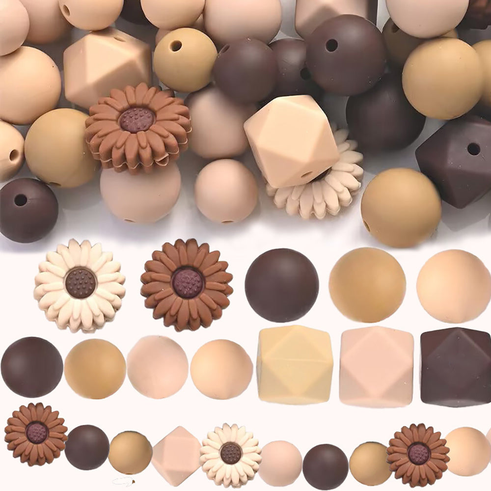 Sun Flower Silicone Beads with Elastic Rope