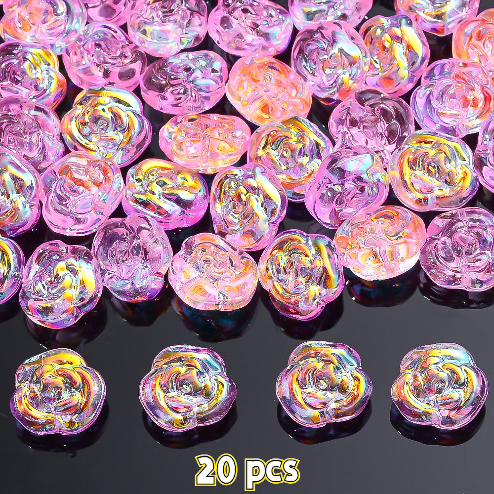 14x13mm Iridescent Rose Glass Beads