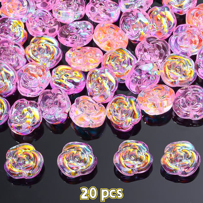 14x13mm Iridescent Rose Glass Beads