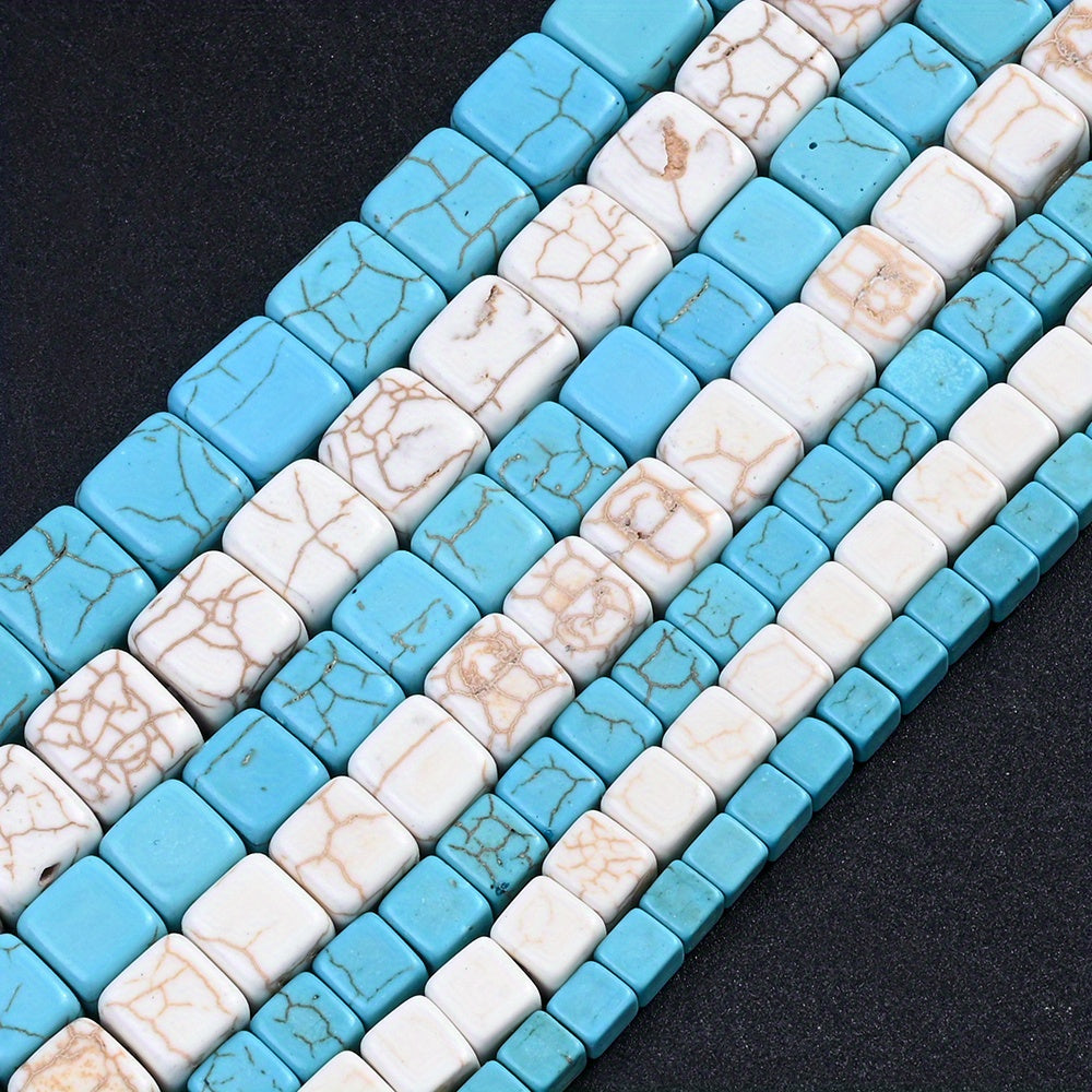 Natural Turquoise Faceted Cube Stone Beads