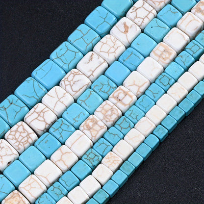 Natural Turquoise Faceted Cube Stone Beads