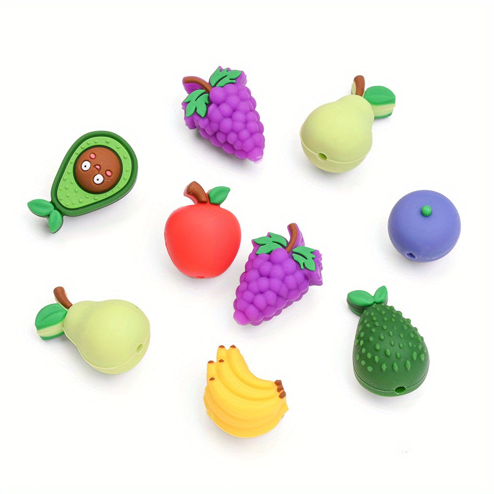 6pcs/set Fruit Theme Silicone Bead Set