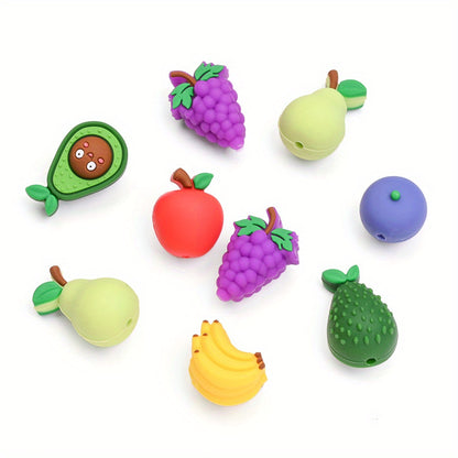 6pcs/set Fruit Theme Silicone Bead Set