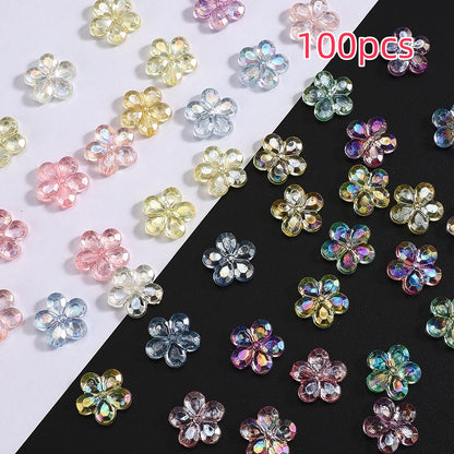 AB Mixed Color Transparent Acrylic Flower Beads