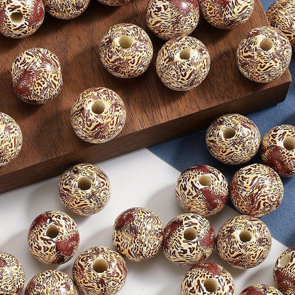 16mm Leopard Print Wooden Beads