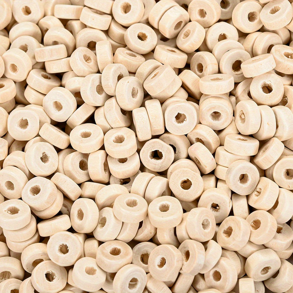 100pcs Wood Flat Round Spacer Beads