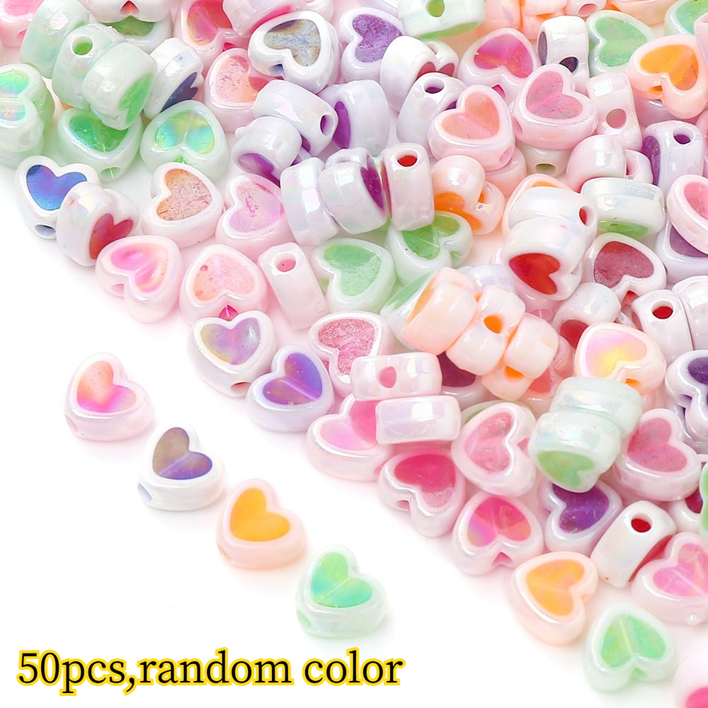 Shiny Heart Acrylic Spacer Beads