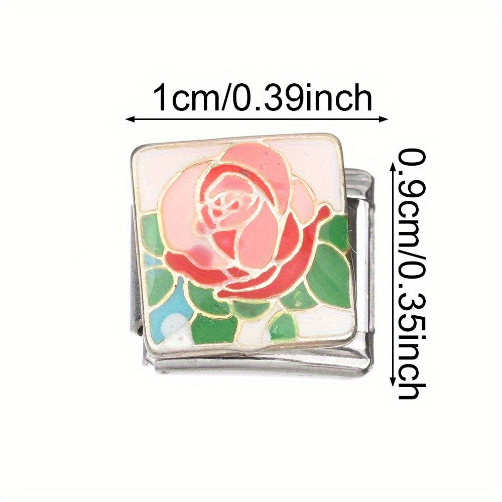 1pc 9x10mm Stainless Steel Landscape Painting Module Bead