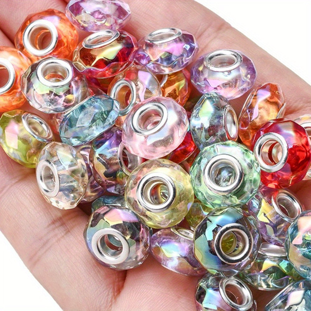 European Large Hole Acrylic Faceted Beads
