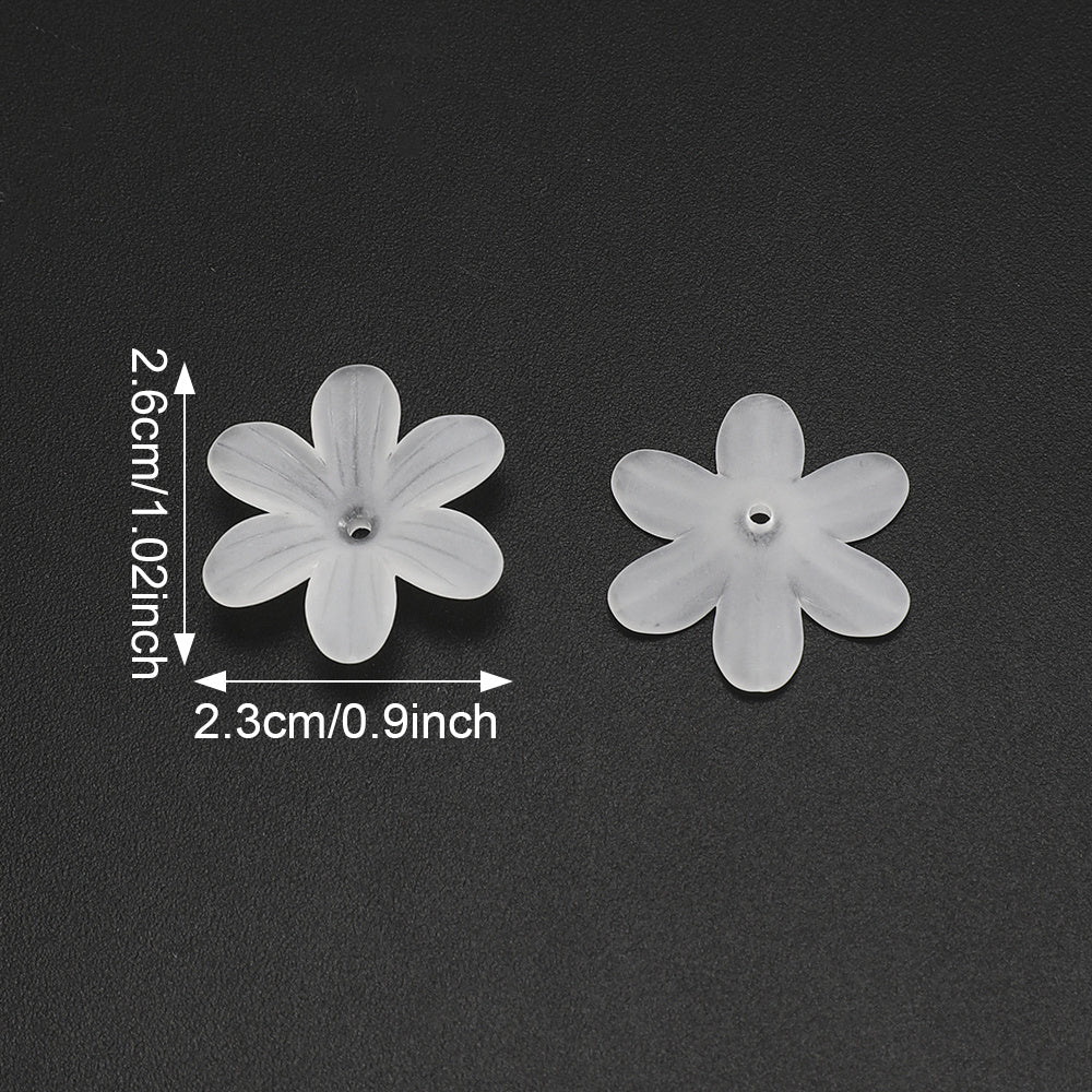 White Frosted Flower Acrylic Beads