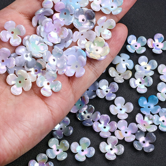 50pcs Shiny Gradient Mermaid Flower Bead Caps