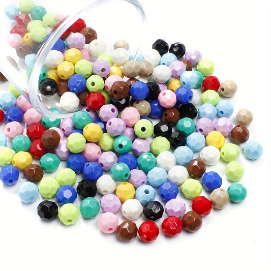 100pcs 8mm Luminous Polygonal Acrylic Beads