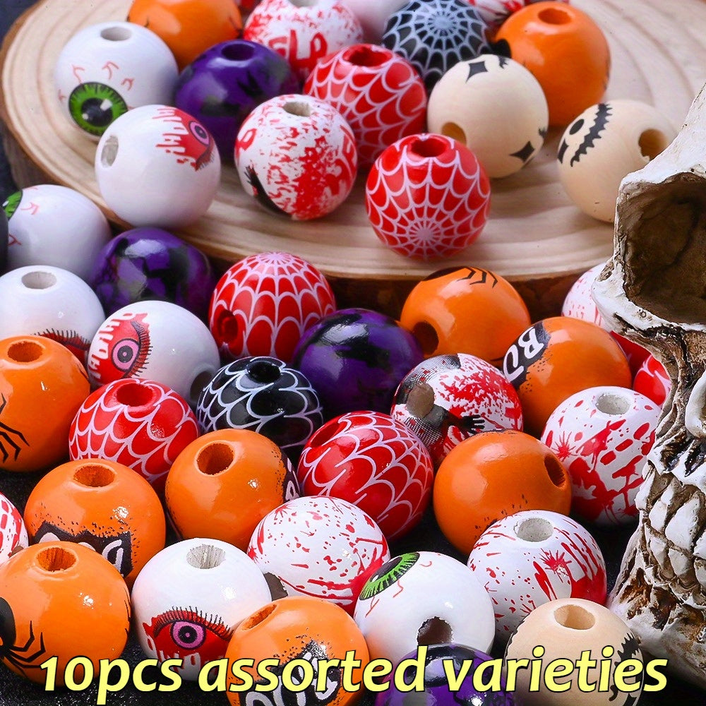 16mm Halloween Printed Wooden Beads