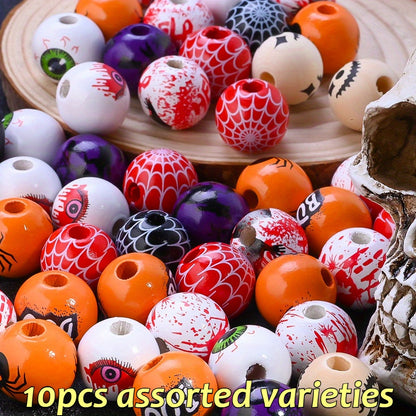 16mm Halloween Printed Wooden Beads