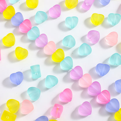 Mixed Color Matte Acrylic Heart Beads