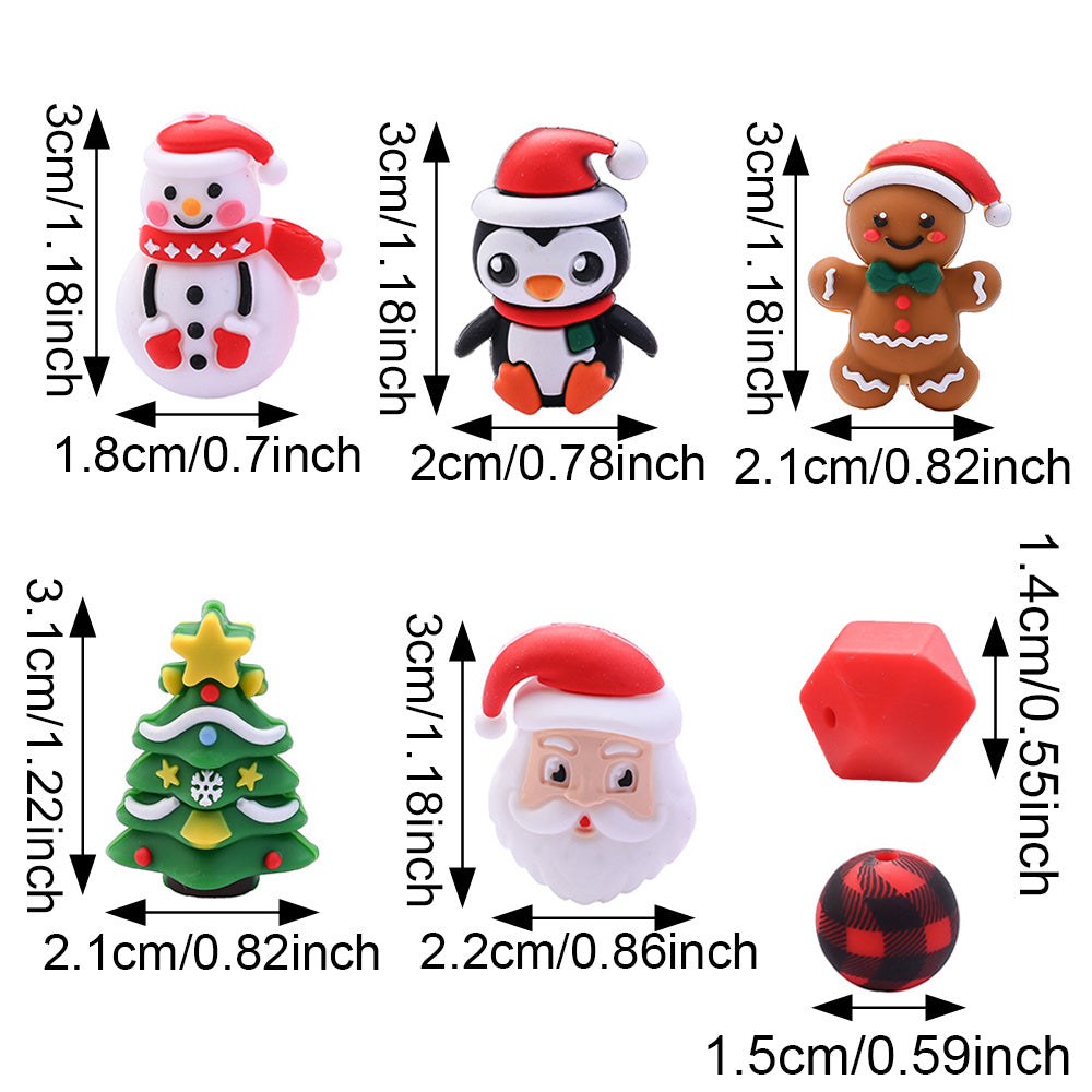 Christmas Silicone Focal Bead Set, 25pcs