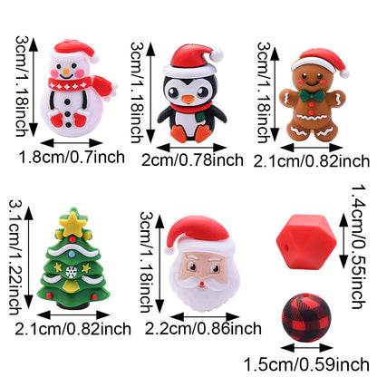 Christmas Silicone Focal Bead Set, 25pcs