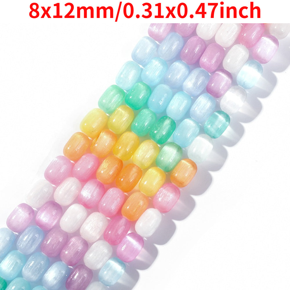 8 × 12mm Rainbow Cat Eye Stone Spacer Beads