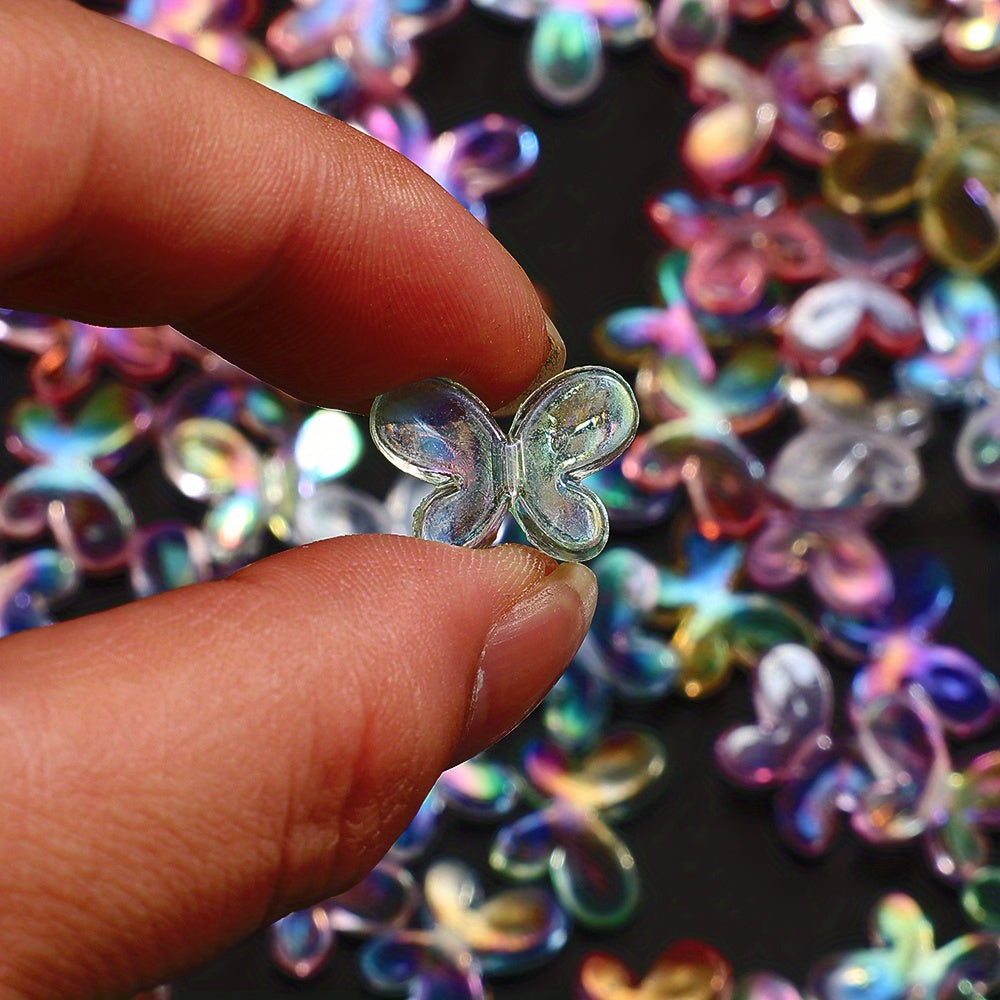 50pcs AB Mixed Color Transparent Butterfly Acrylic Beads
