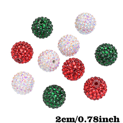 20mm Christmas Rhinestone Disco Ball Resin Beads