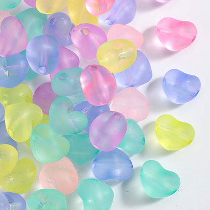 30pcs 15x13mm Frosted Round Heart Acrylic Beads