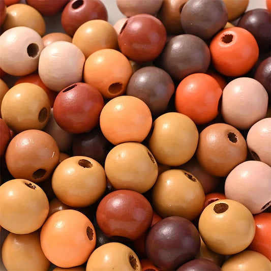 50/100pcs 8/12mm Colorful Wooden Beads