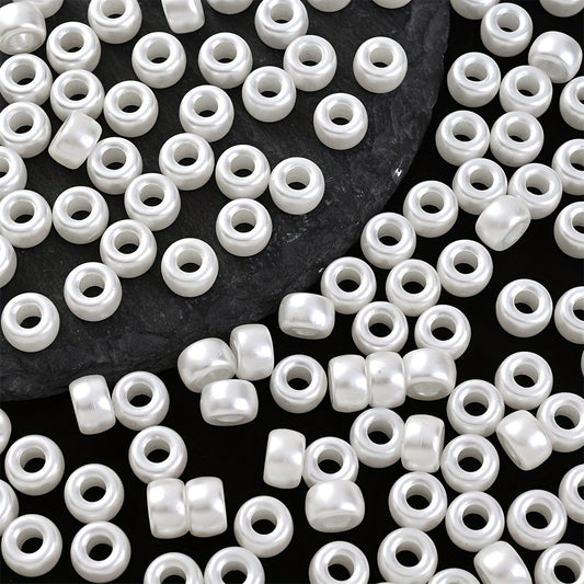 50pcs White Acrylic Large Hole Beads