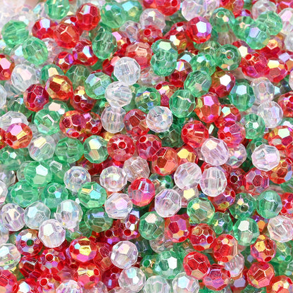 Christmas Pattern Mixed Color Acrylic Cube Spacer Beads