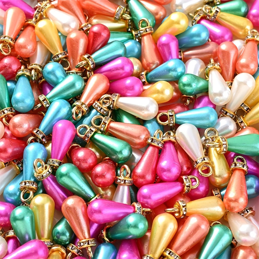 20pcs 8x21mm Colorful Waterdrop Acrylic Pearl Beads