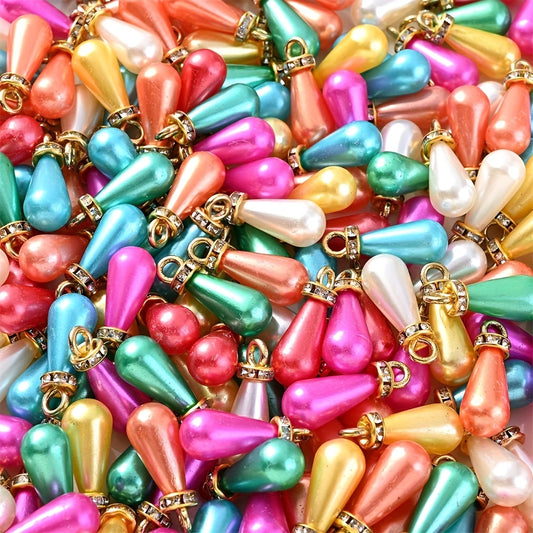 20pcs 8x21mm Colorful Waterdrop Acrylic Pearl Beads
